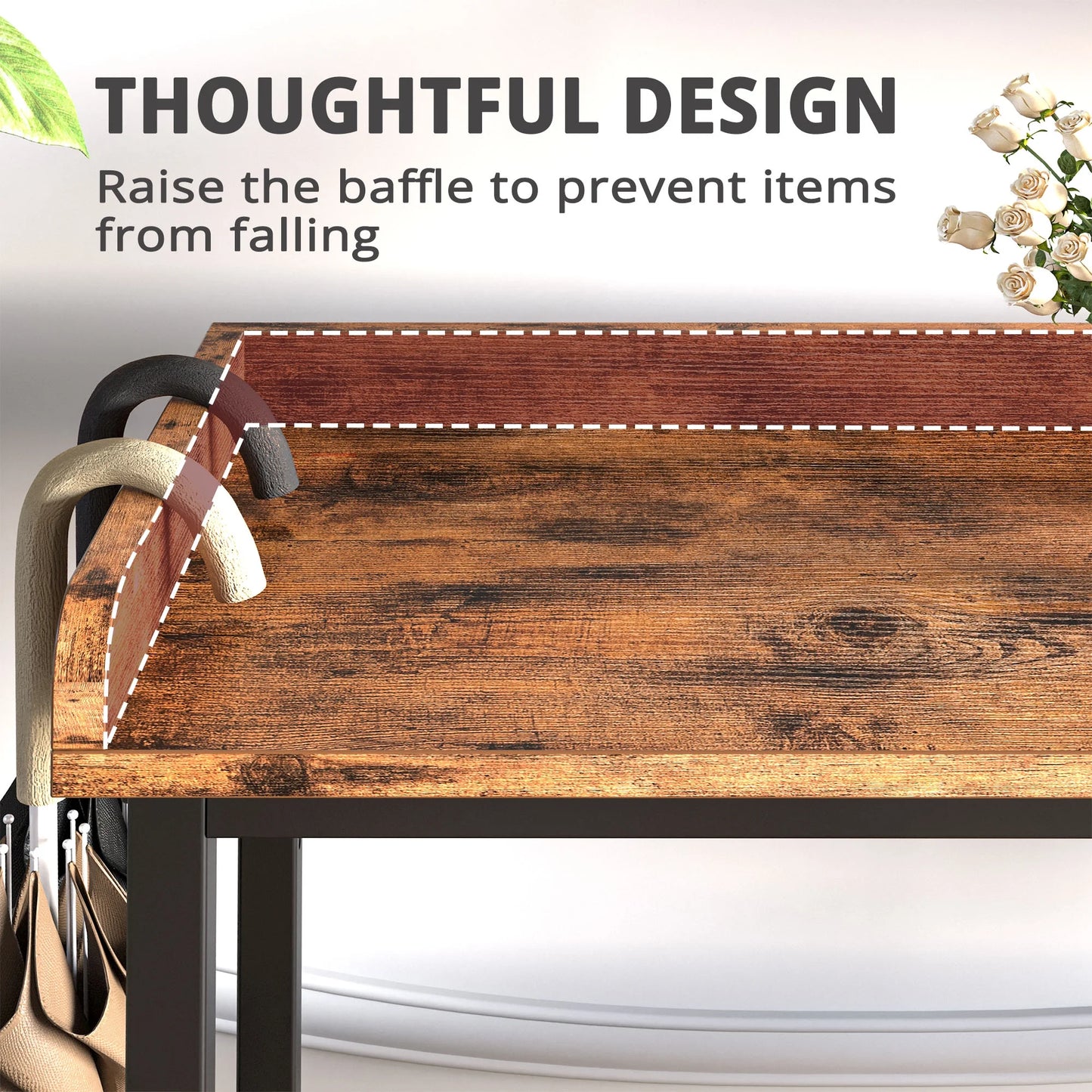 Versatile 3-Tier Console Table: Adjustable Wood-Metal Sofa Table for Chic Living Room and Home Organization