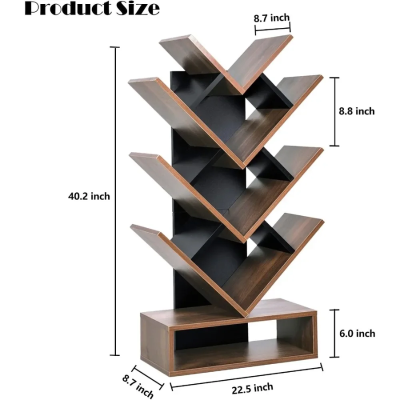 5 Shelf Floor Standing Bookcase, Free Standing Bookshelf Tree Style Rack
