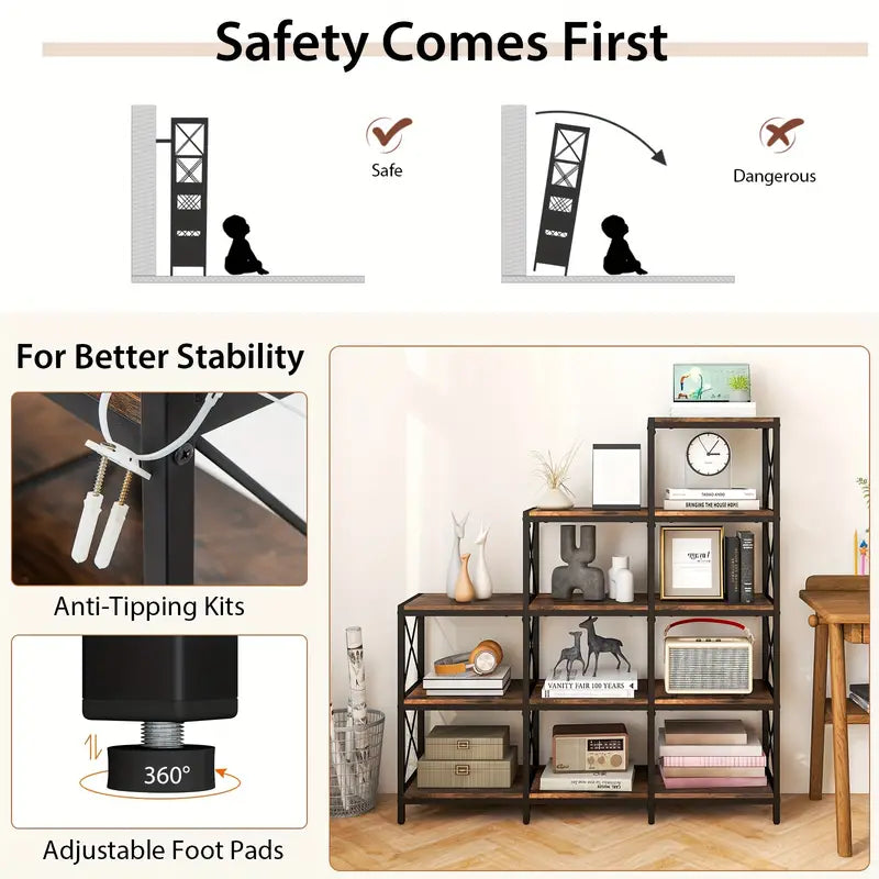5 tier multi functional display shelves/Bookshelf/Bookcase with Tiered Design for homes, office, rooms