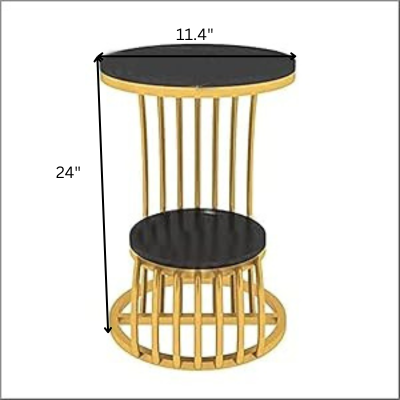 The Wood Club Metal Side Table, 2-Tier Modern Style End Table with Storage Shelf, Side Table for Small Spaces, Fashionable Coffee Table for Living Room