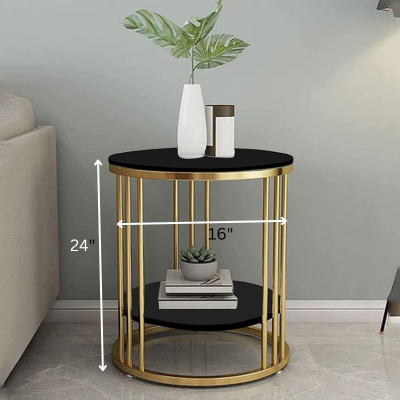 Chic 2-Tier Round Side Table: Versatile Sofa Table, End Table, Nightstand, and Stylish Plant Stand for Living Room, Bedroom, and Office