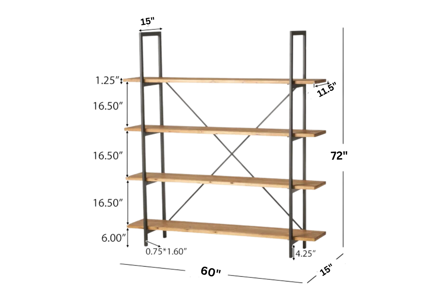 Home office computer desk large Office Desk With 4 Tier Shelves, Modern Simple Style Workstation Table Industrial Writing Desk For Home Office Small Spaces