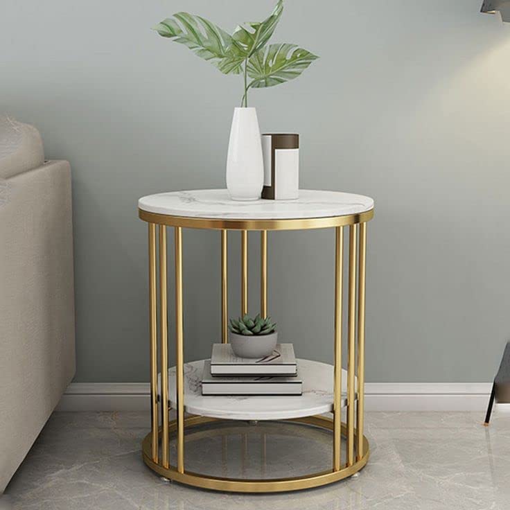 Chic 2-Tier Round Side Table: Versatile Sofa Table, End Table, Nightstand, and Stylish Plant Stand for Living Room, Bedroom, and Office