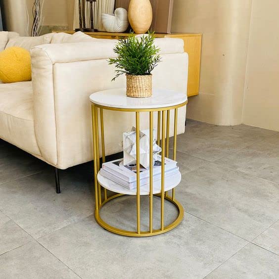 Chic 2-Tier Round Side Table: Versatile Sofa Table, End Table, Nightstand, and Stylish Plant Stand for Living Room, Bedroom, and Office