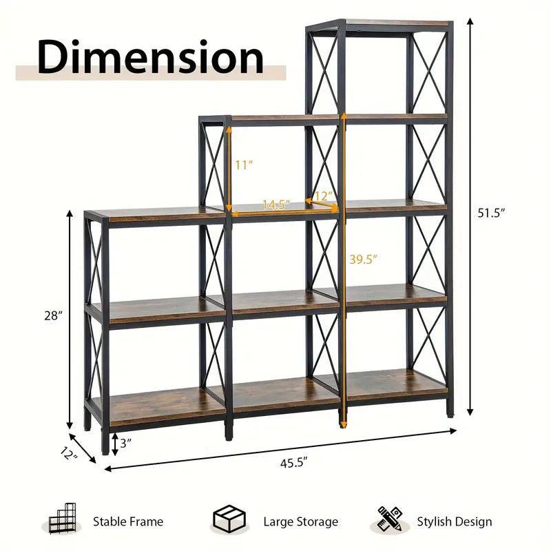 5 tier multi functional display shelves/Bookshelf/Bookcase with Tiered Design for homes, office, rooms