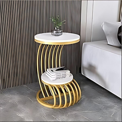 The Wood Club Metal Side Table, 2-Tier Modern Style End Table with Storage Shelf, Side Table for Small Spaces, Fashionable Coffee Table for Living Room