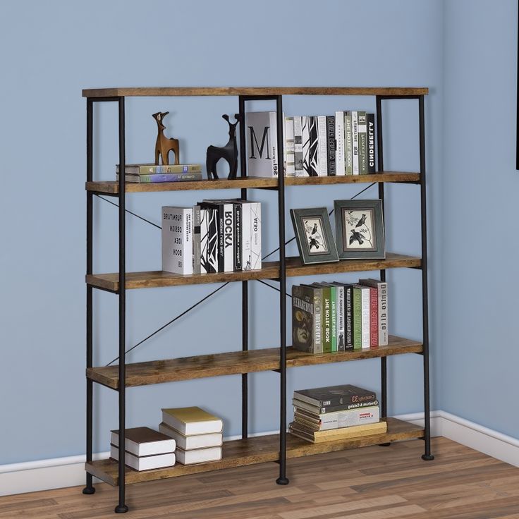 5 Tier Wooden Shelf, Bookcase and Wooden Rack, Versatile Bookshelf for Living Room