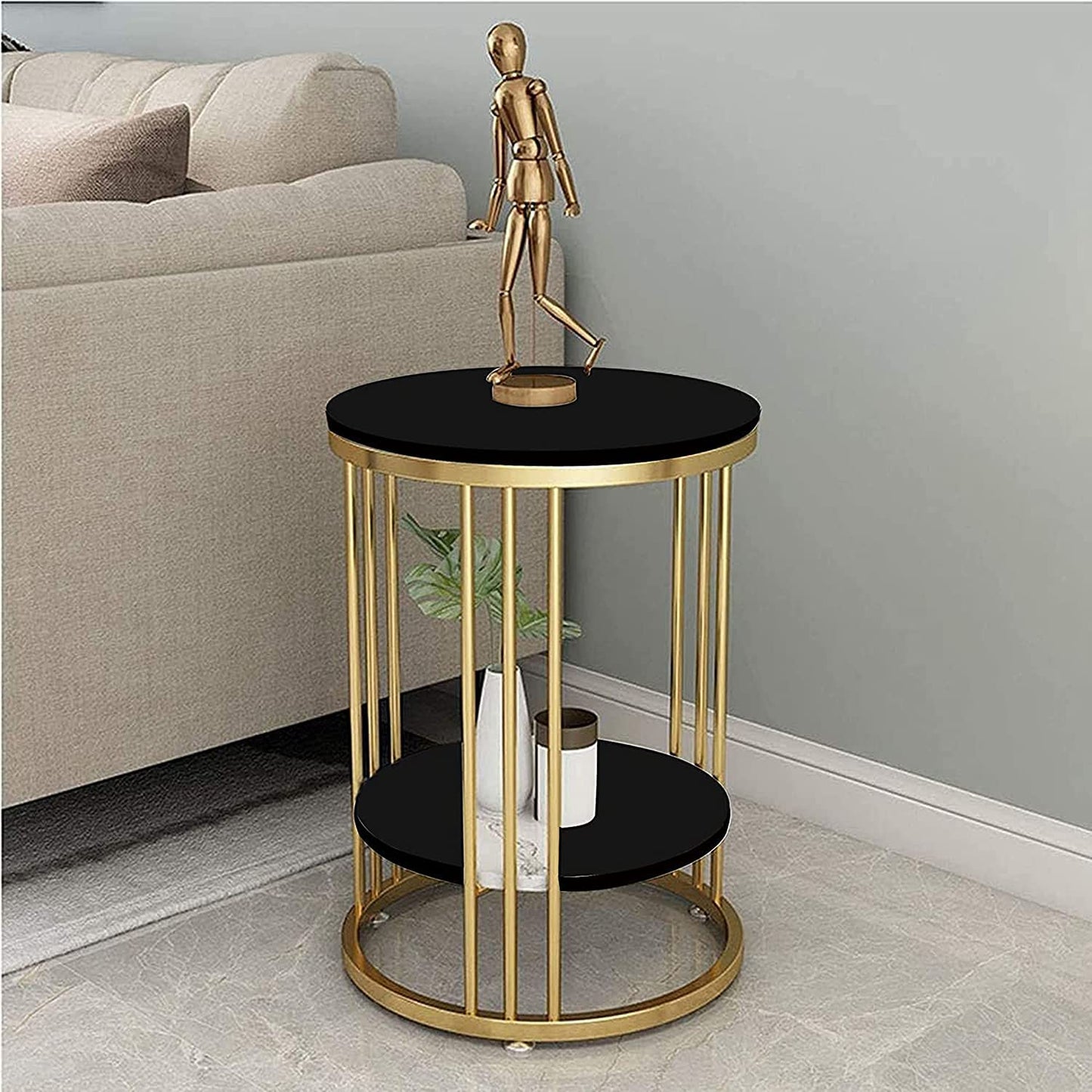 Chic 2-Tier Round Side Table: Versatile Sofa Table, End Table, Nightstand, and Stylish Plant Stand for Living Room, Bedroom, and Office