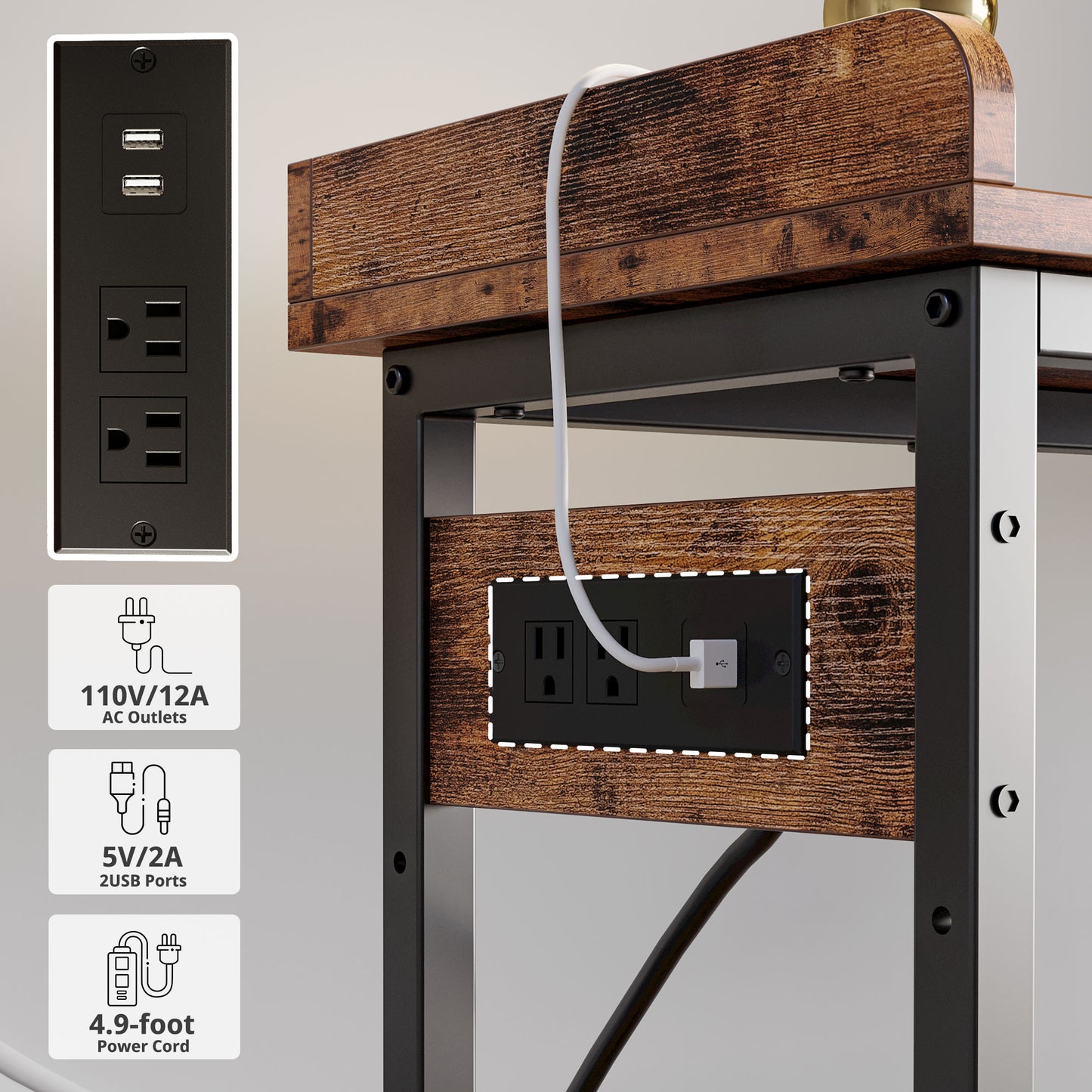 Versatile 3-Tier Console Table: Adjustable Wood-Metal Sofa Table for Chic Living Room and Home Organization