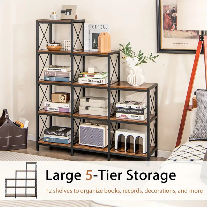 5 tier multi functional display shelves/Bookshelf/Bookcase with Tiered Design for homes, office, rooms