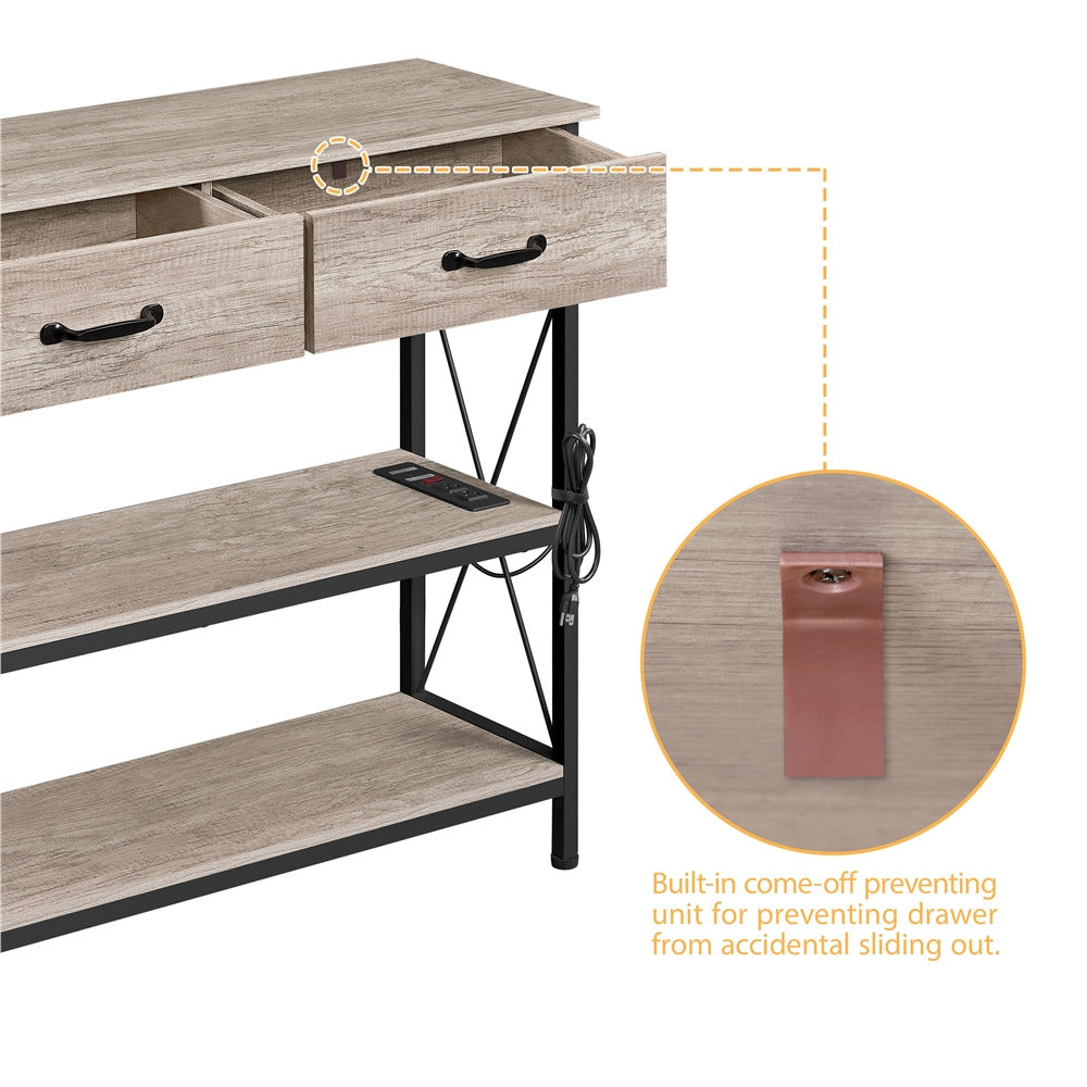 3 Tier Console Table with 2 Drawers & 2-Shelves for Entryway, Hallway and Mirror table, Daraz