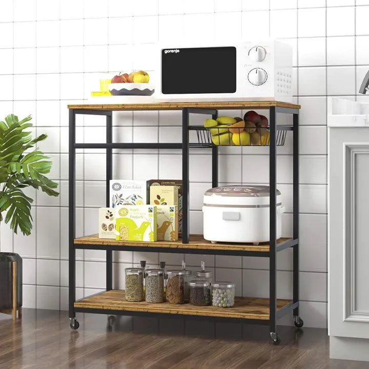 Kitchen racks Space Saver Racks utility microwaves stand with wheel kitchen space organizer Microwave Oven Stand with Shelves and Baskets