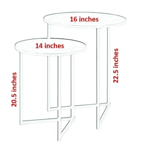 2 pieces round Nesting Table, Wooden Top Coffee Table Side Table console table, end table for room, home, office