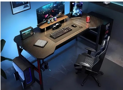 Gaming Desk with Monitor Stand, Computer Gamer Table, PC Gaming Table, Ergonomic Computer Desk, Durable Work Table, Workstation, for Home Office Gaming Room Live Streamer