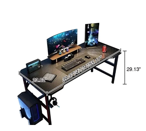 Gaming Desk with Monitor Stand, Computer Gamer Table, PC Gaming Table, Ergonomic Computer Desk, Durable Work Table, Workstation, for Home Office Gaming Room Live Streamer