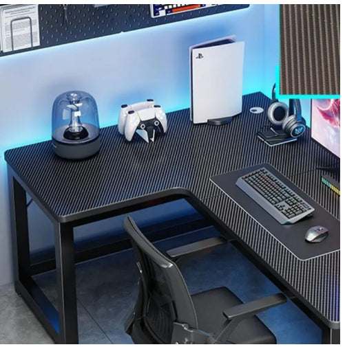 "L-Shaped Wooden Gaming Desk, Solid Wood Office & Study Computer Desk, PC Laptop Table, Workstation for Gaming & Writing