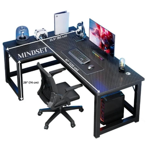 "L-Shaped Wooden Gaming Desk, Solid Wood Office & Study Computer Desk, PC Laptop Table, Workstation for Gaming & Writing