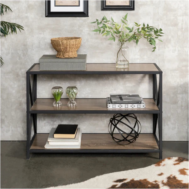 Modern X-Frame Bookcase Table - Functional Organizer Rack for Books and Decoration items