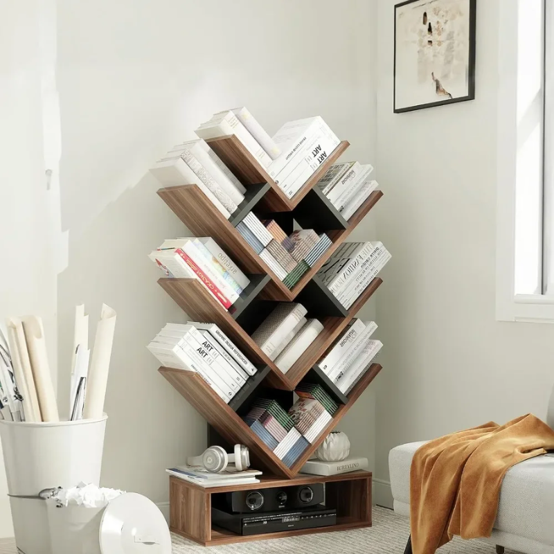 5 Shelf Floor Standing Bookcase, Free Standing Bookshelf Tree Style Rack