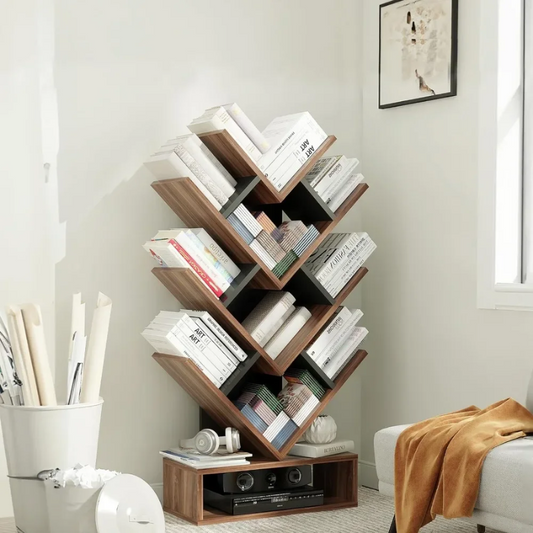 5 Shelf Floor Standing Bookcase, Free Standing Bookshelf Tree Style Rack