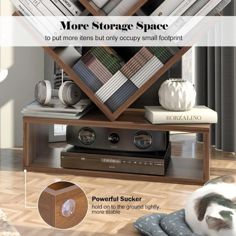 5 Shelf Floor Standing Bookcase, Free Standing Bookshelf Tree Style Rack