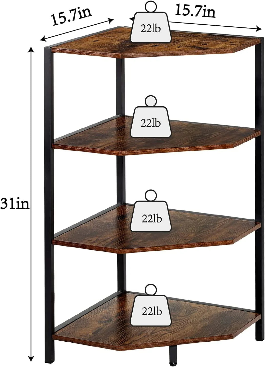 Mindset- Corner Bookshelf Organizer Rack - Stylish Fan-shaped Space-Saving Storage for Books and Decor