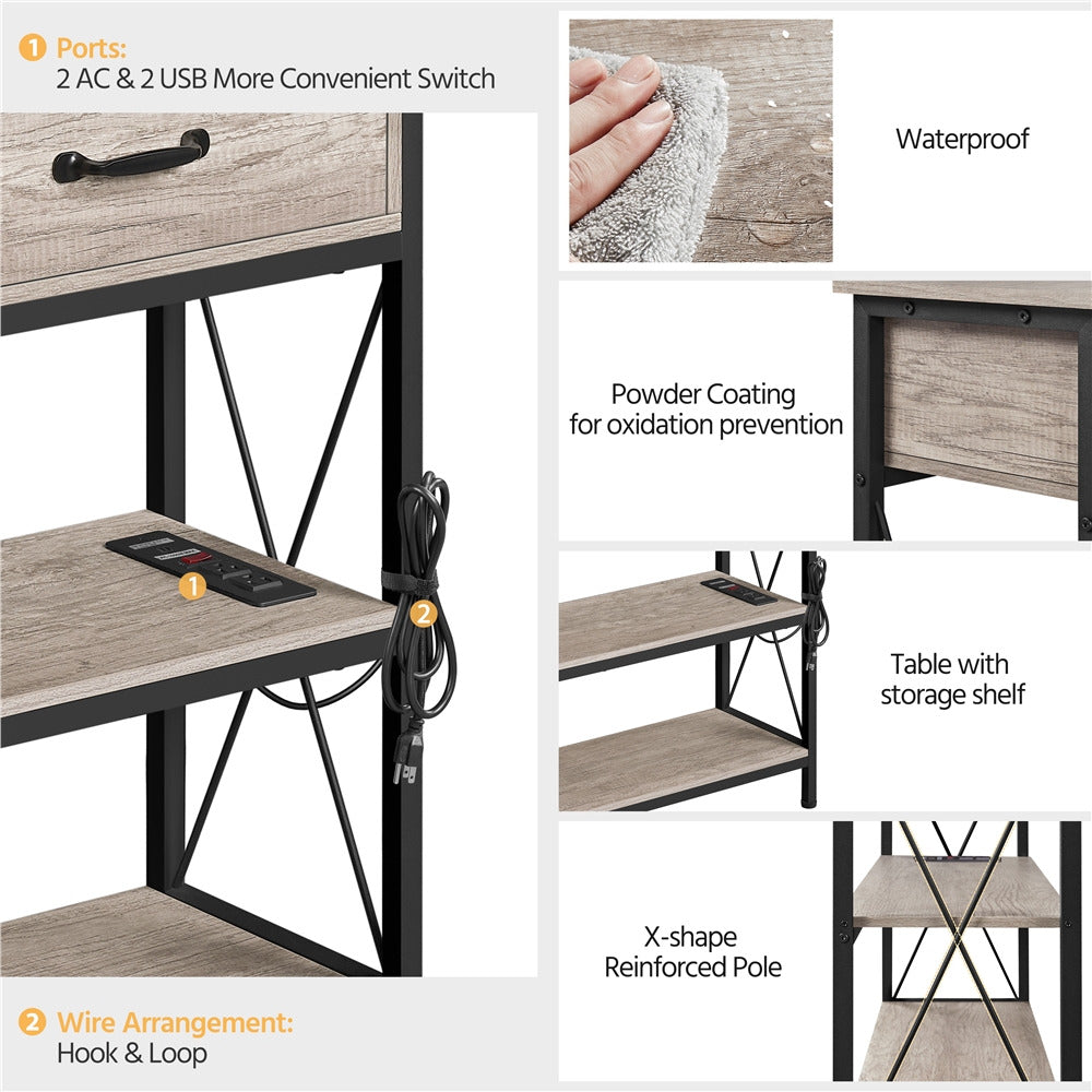 3 Tier Console Table with 2 Drawers & 2-Shelves for Entryway, Hallway and Mirror table, Daraz