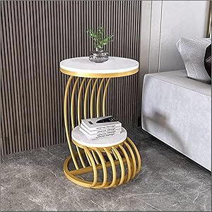 The Wood Club Metal Side Table, 2-Tier Modern Style End Table with Storage Shelf, Side Table for Small Spaces, Fashionable Coffee Table for Living Room