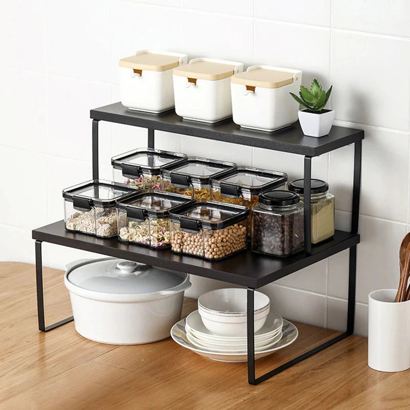 Space-Saving Metal Organizer Racks for Kitchen Cabinets (Set of 2)