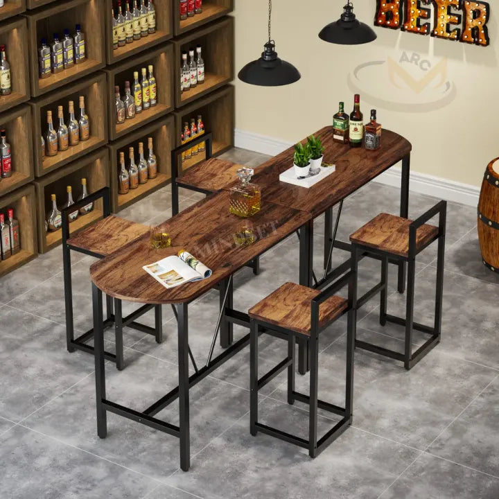 Table Set, luxury Dining table and 2 chairs with marble effect, Counter Stools Dining Table Sets