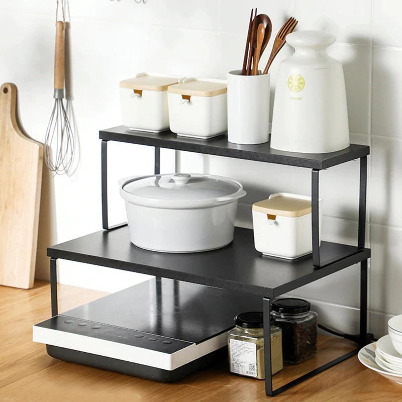 Space-Saving Metal Organizer Racks for Kitchen Cabinets (Set of 2)