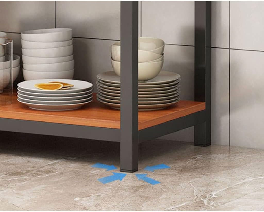 5 tier Kitchen storage rack for microwave oven and multiple kitchen accessories organizer wood shelf