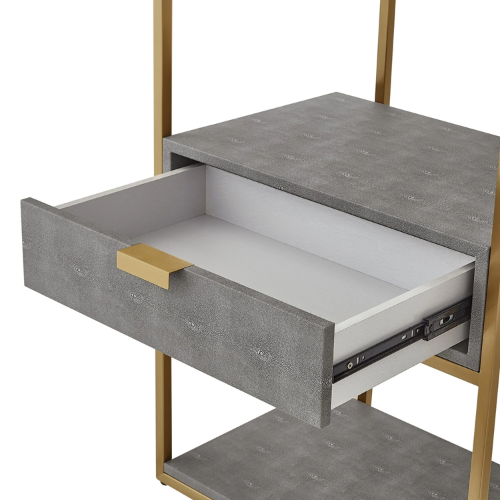 Bookshelf, Industrial Modern and Simlple Multilayer Bookshelf ,1 Drawer, 3 Shelves, Brushed Gold Frame and Handle Bookcase for living room, Book rack, Organizers