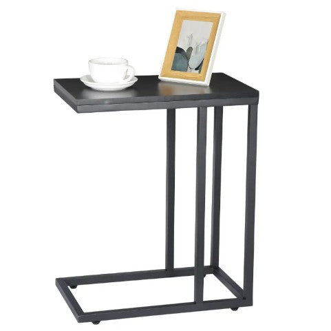 Modern 1-Tier Side Table – Wood & Metal End Table for Living Room, Bedroom, Office, and TV Stand