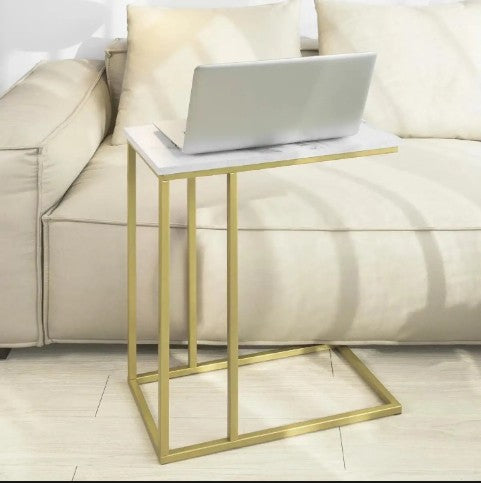 Modern 1-Tier Side Table – Wood & Metal End Table for Living Room, Bedroom, Office, and TV Stand