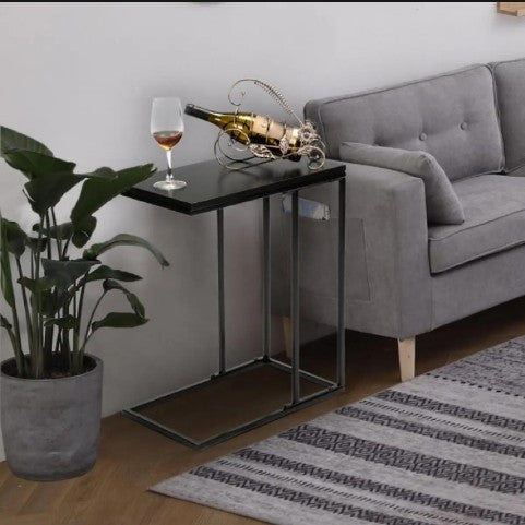 Modern 1-Tier Side Table – Wood & Metal End Table for Living Room, Bedroom, Office, and TV Stand
