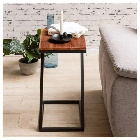 Modern 1-Tier Side Table – Wood & Metal End Table for Living Room, Bedroom, Office, and TV Stand