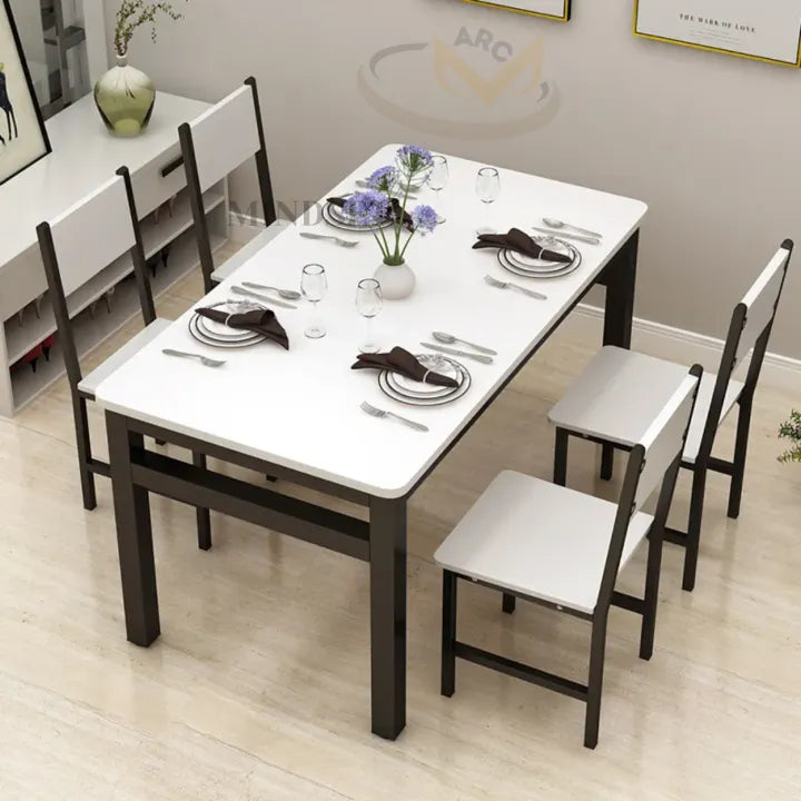 Dining Set sturdy metal frame, Compact 4 pieces dining set for cozy homes, Small Spaces, Breakfast Nook, Chairs for Home Furniture