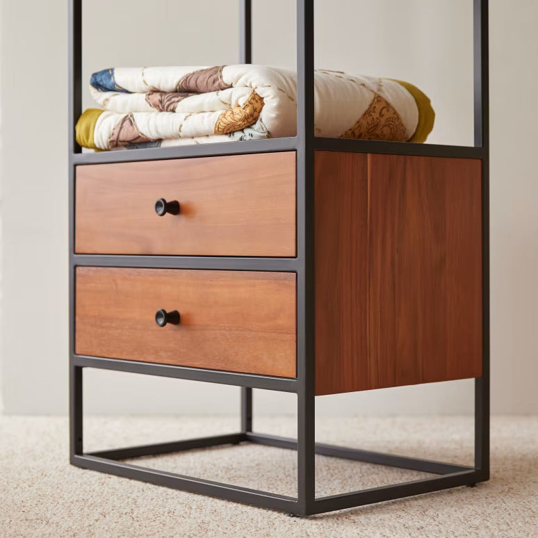 4-Tier Kids' Metal Shelving Unit with 2 Drawers -Metal Bookshelf Unit - Stylish Storage Solutions for Playrooms and Bedrooms