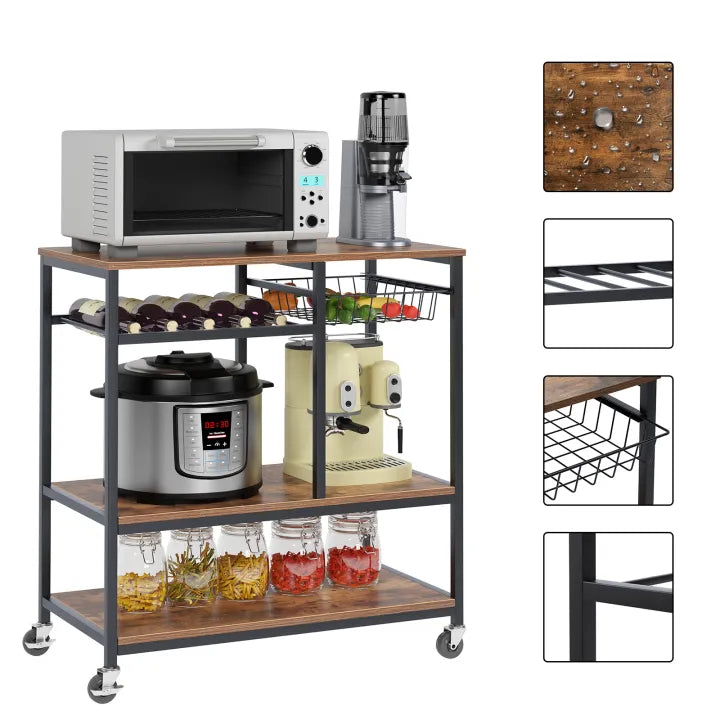 Kitchen racks Space Saver Racks utility microwaves stand with wheel kitchen space organizer Microwave Oven Stand with Shelves and Baskets