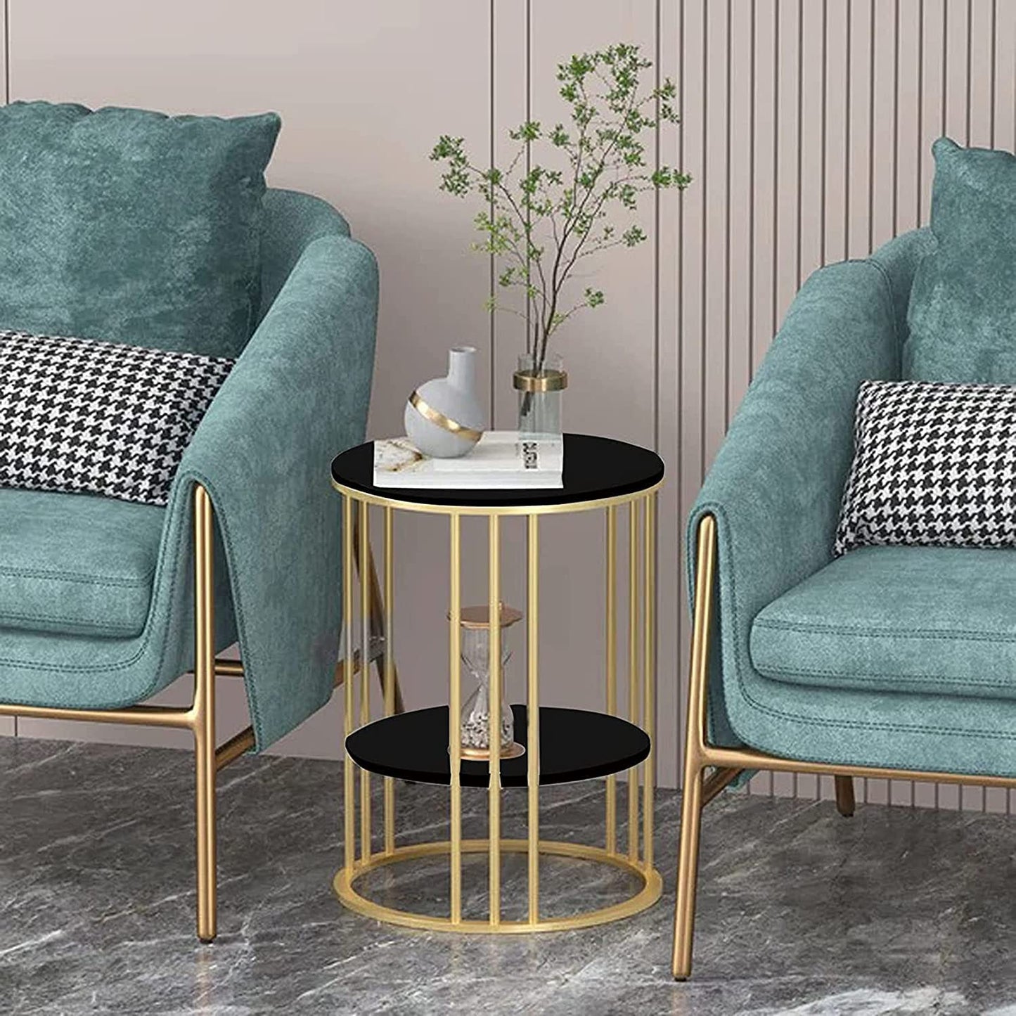 Chic 2-Tier Round Side Table: Versatile Sofa Table, End Table, Nightstand, and Stylish Plant Stand for Living Room, Bedroom, and Office