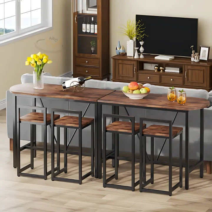 Table Set, luxury Dining table and 2 chairs with marble effect, Counter Stools Dining Table Sets