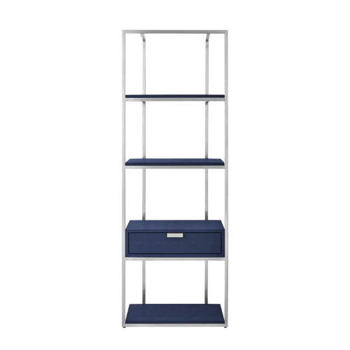 Bookshelf, Industrial Modern and Simlple Multilayer Bookshelf ,1 Drawer, 3 Shelves, Brushed Gold Frame and Handle Bookcase for living room, Book rack, Organizers