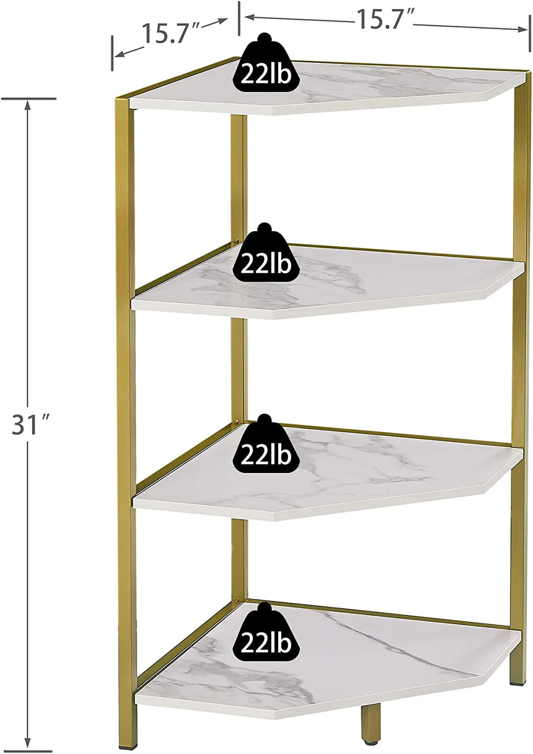 Mindset- Corner Bookshelf Organizer Rack - Stylish Fan-shaped Space-Saving Storage for Books and Decor