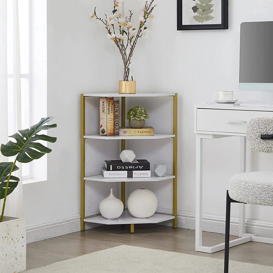 Mindset- Corner Bookshelf Organizer Rack - Stylish Fan-shaped Space-Saving Storage for Books and Decor
